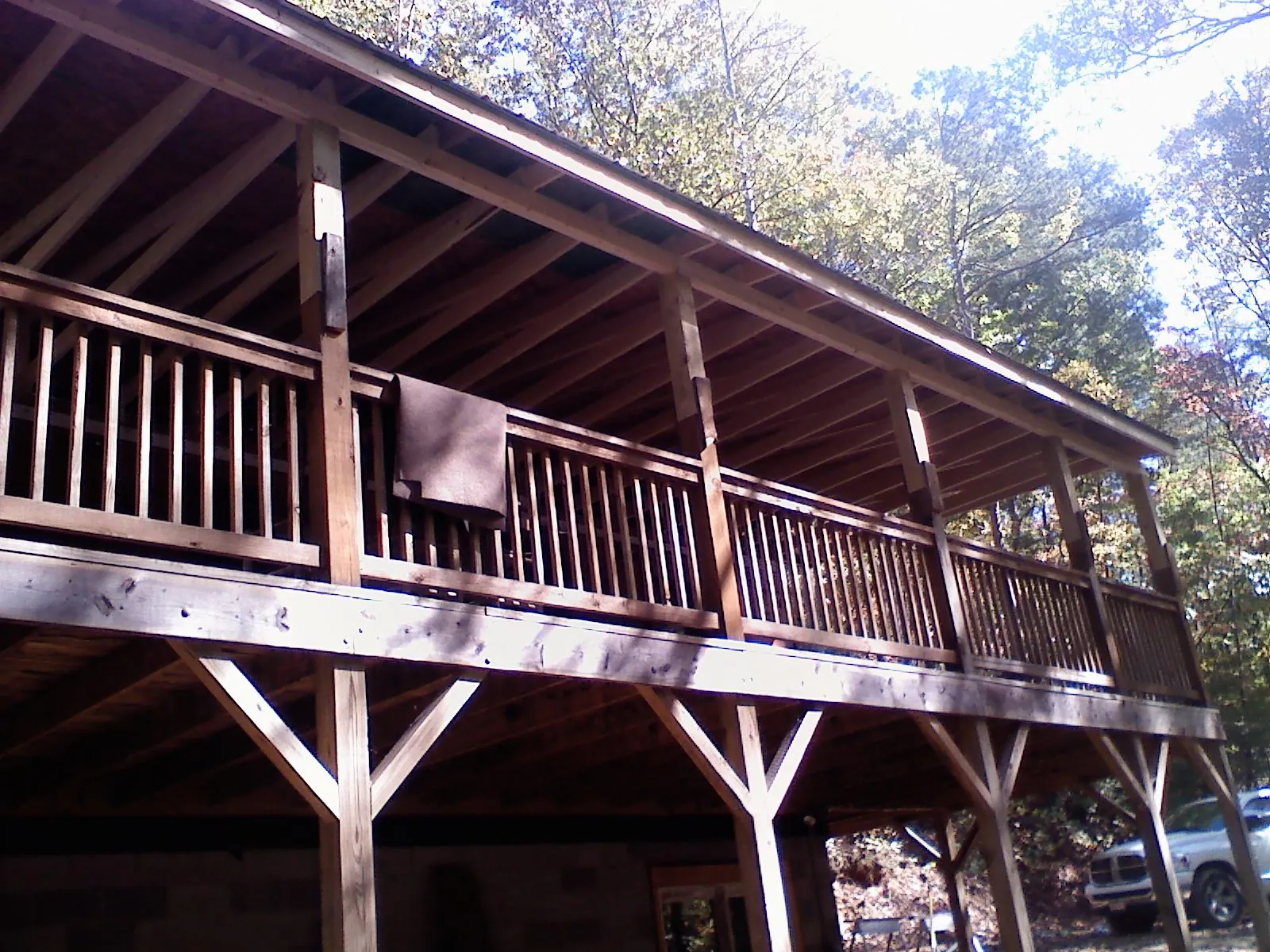 Timber framing under a new elevated porch and deck — Roof Leak Repair in Elizabethton by Roofing Brothers